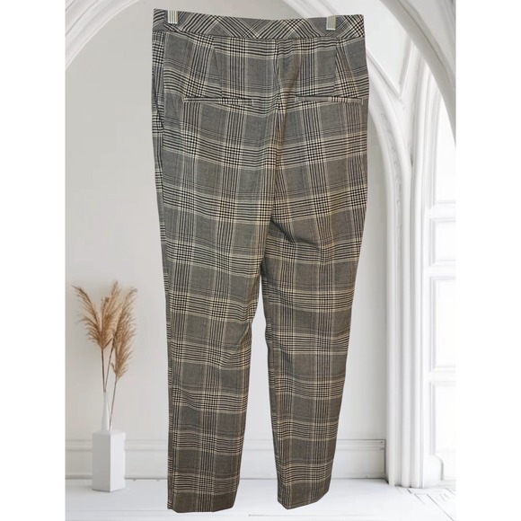 H&M Plaid Ankle Pants Size 2 Gray Career Casual Stretch Trousers - Picture 2 of 16